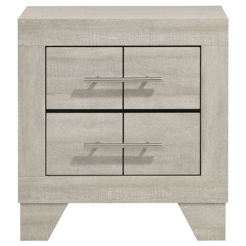 Rustic Cream 2-Drawer Nightstand, MDF Wood Side Table with English Dovetail Drawers