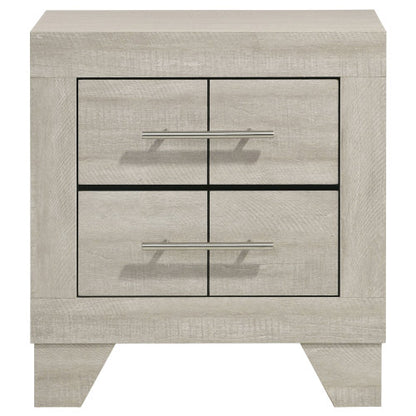 Rustic Cream 2-Drawer Nightstand, MDF Wood Side Table with English Dovetail Drawers