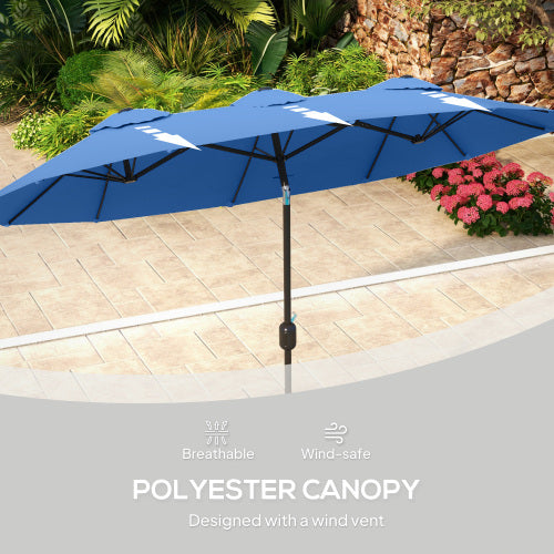 Outdoor Umbrella,Double-sided Patio Umbrella,with Push Button Tilt and Crank,3 Air Vents and 12 Ribs