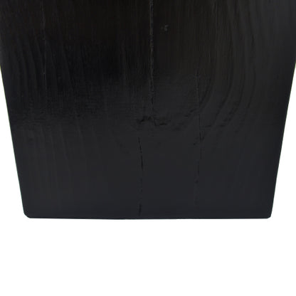 Wood-Look Square-Column MGO End Table, H27.75",Wood-Like Distressed Finish, Mix with Different Heights, Indoor Outdoor Use,Black Color