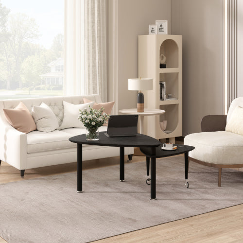 360 degree Rotatable modern Coffee Table for Living Room, solid wood legs with simply assemble Cocktail Table,