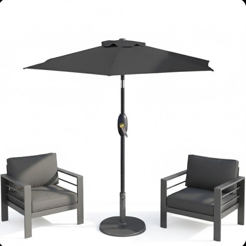 7.5 Feet Black Market Umbrella with Crank Lift & Tilt. UV-Resistant Canopy for Pool, Backyard & Patio (Without base)
