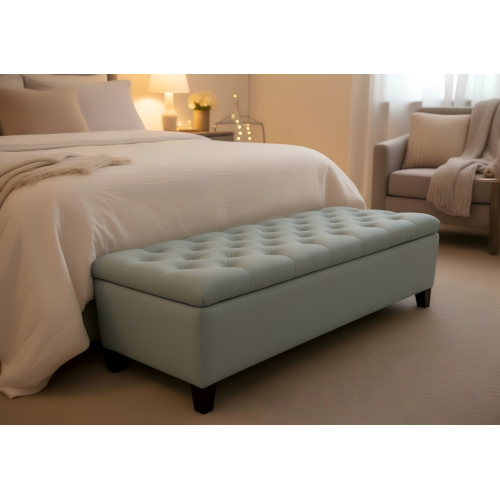 50.25inch  Storage Ottoman Bench - baby Blue Storage Bench End of Bed with Safety Hinges, Footrest Stool for Living, Dining Room, Entryway and Hallway