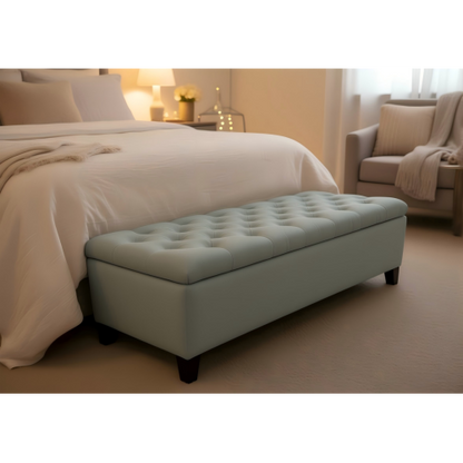 50.25inch  Storage Ottoman Bench - baby Blue Storage Bench End of Bed with Safety Hinges, Footrest Stool for Living, Dining Room, Entryway and Hallway