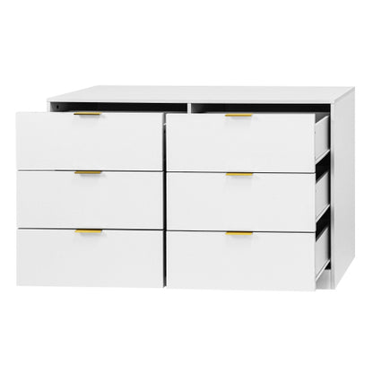 Modern 6-Drawer Dresser, Chest of Drawers for Bedroom, Living Room, Hallway, and Entryway - Large Storage Cabinet White