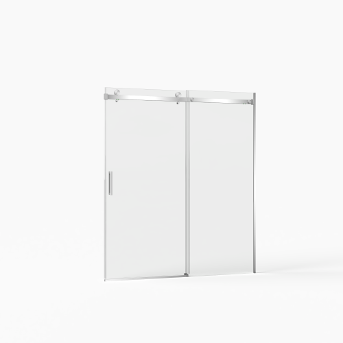 56-60"W x 72"H Frameless Sliding Shower Door,5/16" (8mm) Thick SGCC Tempered Clear Glass,Double Side Easy Clean Coat, Brushed Nickel Finished With Buffer