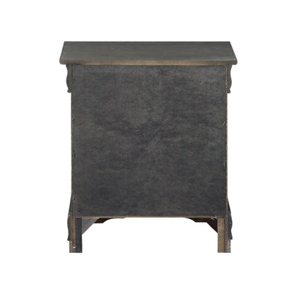 Solid Pine 2-Drawer Nightstand, Dark Gray, Metal Hardware