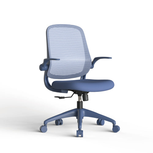 Ergonomic Color Office Chair 300lb (About 149.7kg), Home Office, Mesh Back, Integrated Molded Foam, Comfortable Sitting, Flipping Armrest, Fireproof, Rotating, Lifting Multifunctional Chair (Blue)