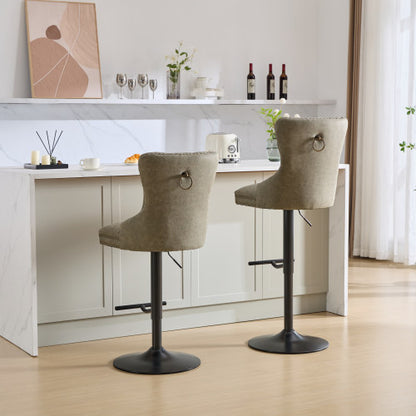 Furniture,Aged and Retro PU Swivel Barstools Adjusatble Seat Height from 26-33 Inch, Modern Bar Stools with Backs Comfortable Tufted for Home Pub and Kitchen Island (Olive Green,Set of 2)