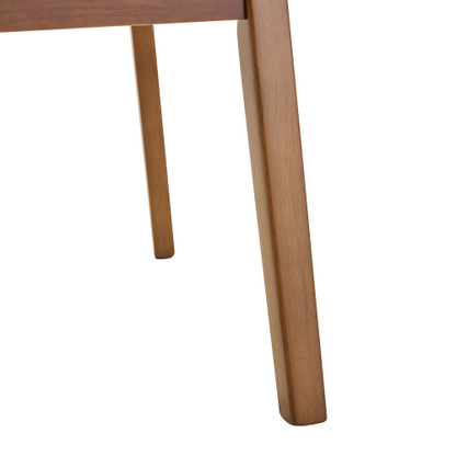 Set of 2 Walnut Wood Dining Chairs, Black PU Upholstered Hollow Back Modern Kitchen Chairs