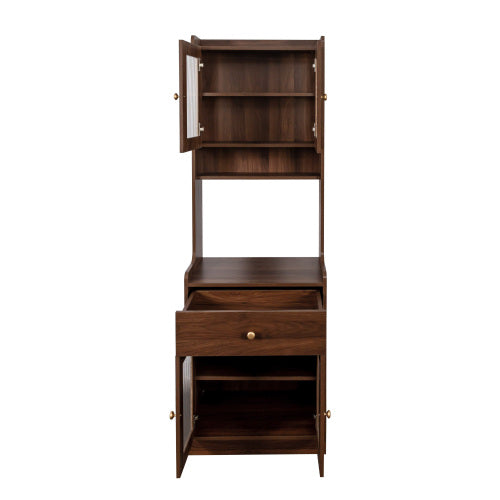 Kitchen Pantry Hutch Storage Cabinet, Farmhouse Kitchen Hutch Buffet Cabinet with Microwave Stand, Freestanding Buffet Sideboard Coffee Bar Cabinet