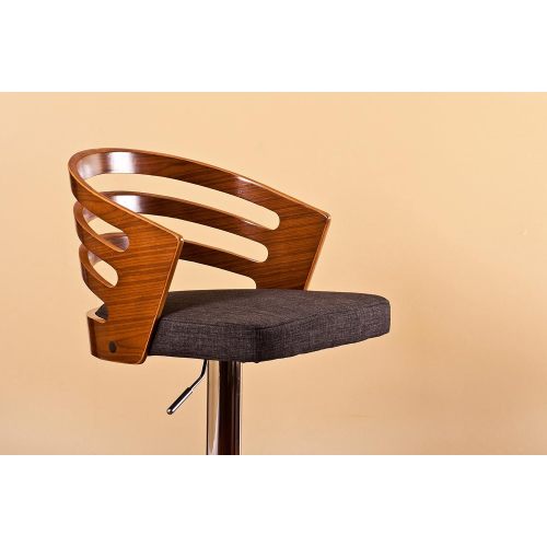 Modern Wood Back Adjustable Swivel Bar Stool with Cushion