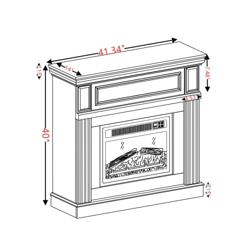 Only Mantel (NOT INCLUDED 23" FIREPLACE) -White,41.34"W*14"D*40"H