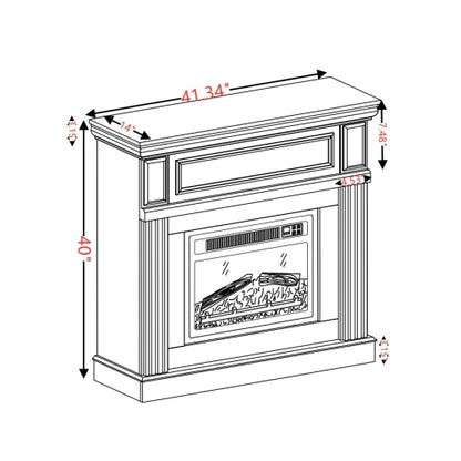 Only Mantel (NOT INCLUDED 23" FIREPLACE) -White,41.34"W*14"D*40"H