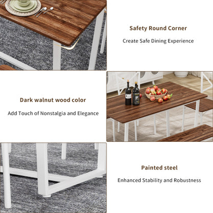 4-Piece Industrial Dining Set, MDF Table & 4 Curved Back Chairs