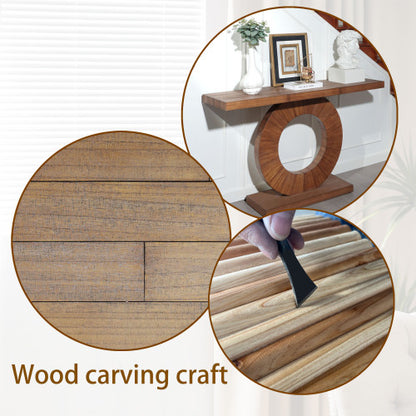 53.2in Modern Minimalist Wooden Console Table Circular Base Wooden Console Table  ¨C Elegant Decorative Accent for Entryway, Living Room, and Hallway