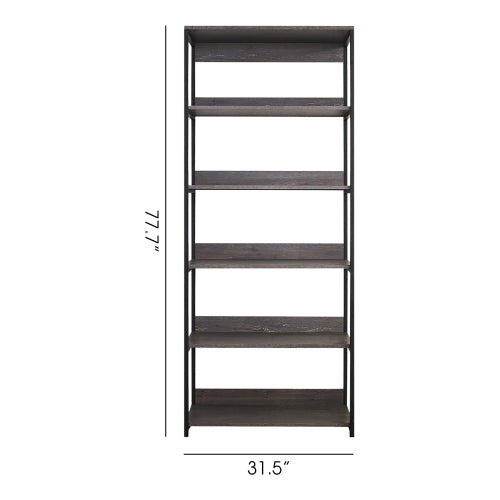 Monica Wood and Metal Walk-in Closet with Five Shelves in Rustic Gray