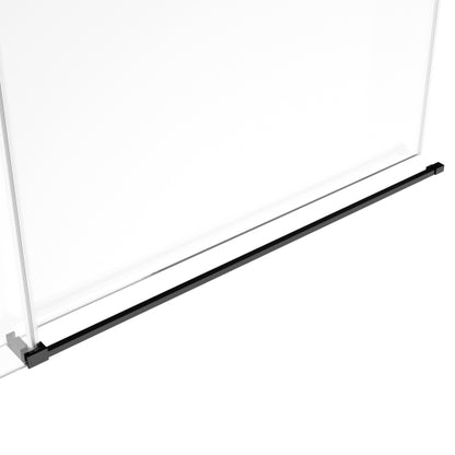 56"-60" W x 76" H Frameless Single Sliding Soft-Close Matte Black Shower Door with 5/16" (8mm) Clear Nano-Coated Tempered Glass and Stainless Steel Handle