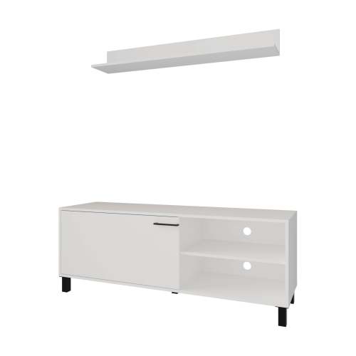 Compact White Minimalist 20 Inch Small TV Stand with Pneumatic Lift Door
