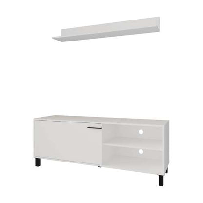 Compact White Minimalist 20 Inch Small TV Stand with Pneumatic Lift Door