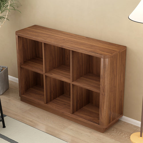 40 Inch Wide 6-Cube Curved Edge Low Horizontal Farmhouse Bookcase
