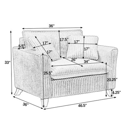 Grey Retro Corduroy Ergonomic Lazy Single Sofa Chair with Dual Armrests