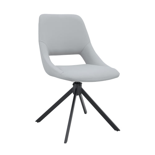 Swivel PU Leather Dining Chairs with Auto-Return, Set of 4, Light Gray