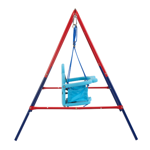 XNS067B green and blue interesting 2 in 1 baby swing mental plastic safe swing set 110lbs for outdoor playground for age 3+