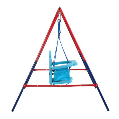 XNS067B green and blue interesting 2 in 1 baby swing mental plastic safe swing set 110lbs for outdoor playground for age 3+