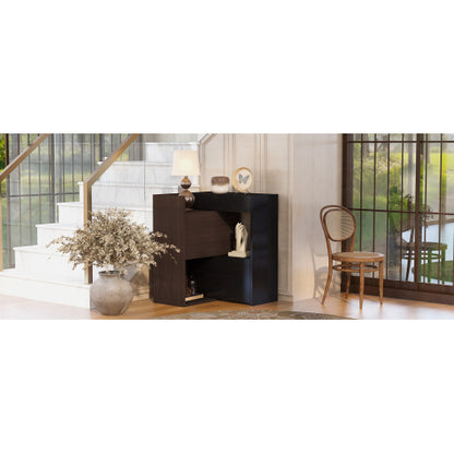 32.5 inch-58.8 inchW 40 inchH Multifuctional Storage Cabinet, Buffet Sideboard Cabinet with Drawer, Corner Cabinet for 44 inchH Window decor, Livingroom, Hallway, Entryway, Kitchen & Office  - Black & Walnut