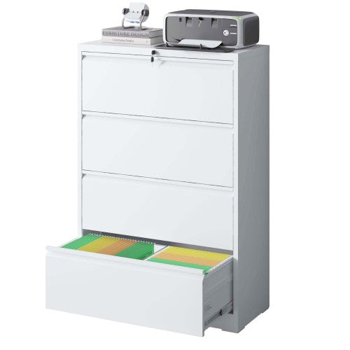 4-Drawer Heavy Duty Metal Lockable Lateral File Cabinet For Office