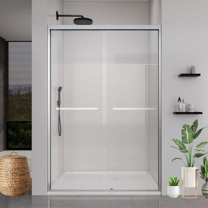 44-48*72 INCH Frame Double Sliding soft-close Shower Doors, Bathroom Sliding Shower Door, (6mm) Thick SGCC Tempered Glass Door For Bathroom Door ,Brushed Nickel