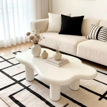 40 Inch White Cloud Coffee Table Modern MDF Living Room Center Table