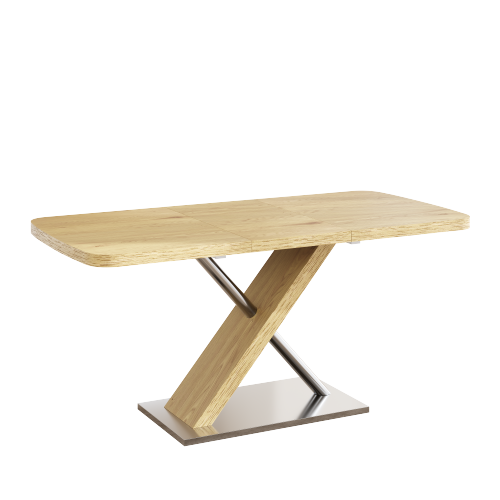 47.25inch-63inch Extendable Dining Table with Metal Base, Seats 4-6, Natural Wood
