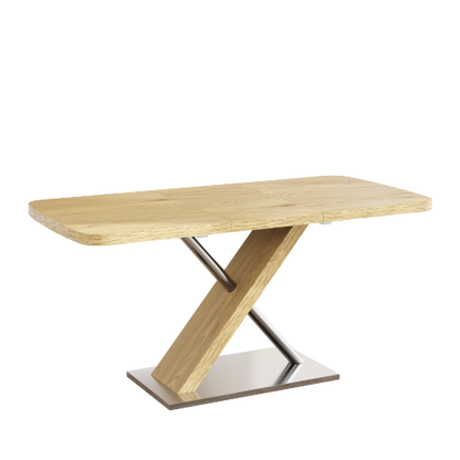 47.25inch-63inch Extendable Dining Table with Metal Base, Seats 4-6, Natural Wood