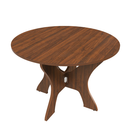 43 in Folding Dining Table for Small Spaces, MDF Table with Walnut Veneer, Space Saving Foldable Kitchen Table for Indoor and Outdoor Use