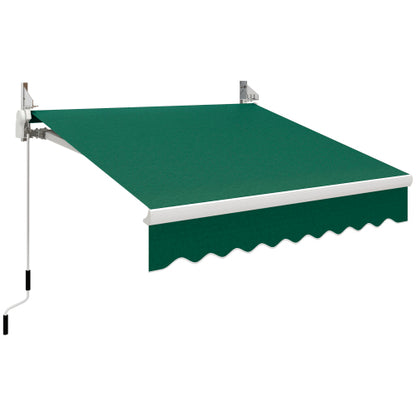 Outsunny 8' x 7' Patio Retractable Awning, Manual Exterior Sun Shade Deck Window Cover, Green