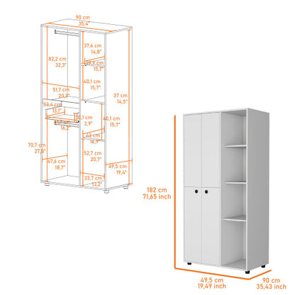 Armoire Closet with 1-Drawer, Storage Cabinets and Hanging Rods