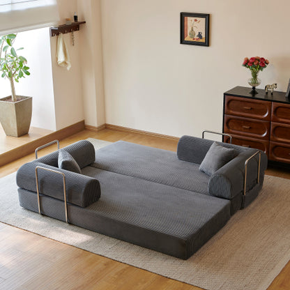 78.8 inch  Grey Corduroy Convertible Sofa Bed, Loveseat