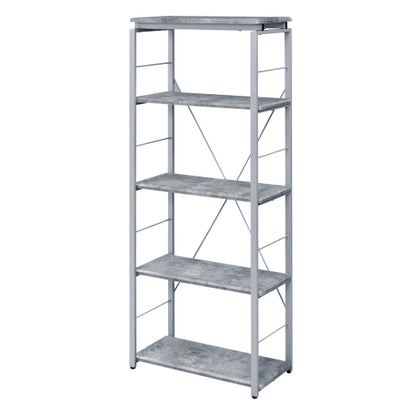Grey and Silver 4 Shelf Bookcase Industrial Rustic Bookshelf Wooden Shelves Steel Frame