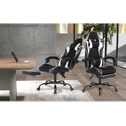 E-sports Gaming Chair Sports Car Driving Seat PU Material Moulded Sponge Comfortable and Safe With Massage White