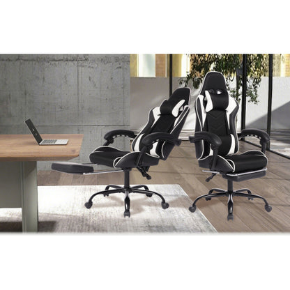 E-sports Gaming Chair Sports Car Driving Seat PU Material Moulded Sponge Comfortable and Safe With Massage White