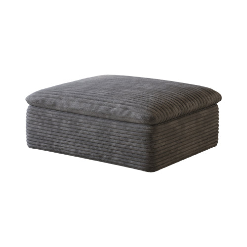 Dark Grey Plush Cotton Modular Ottoman, Compression Packed Sponge Foot Stool, No Wooden Frame Design