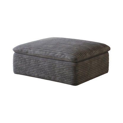 Dark Grey Plush Cotton Modular Ottoman, Compression Packed Sponge Foot Stool, No Wooden Frame Design