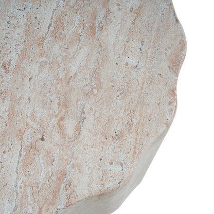 Outdoor/Indoor Lightweight Concrete Side Table,Travertine Finish