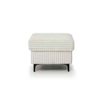 Contemporary Upholstered Ottoman, Compact Multiuse Padded Footrest & Accent Seat for Bedroom Living Room