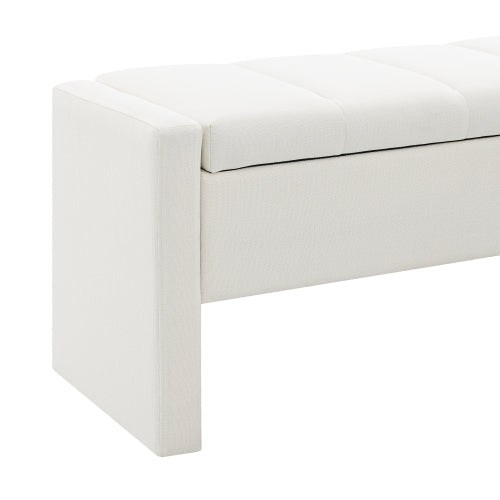 Modern Bed End Bench with Storage,Upholstered Large Foot Rest Stool, Comfy Window Vanity Bench for Living Room,Bedroom,Dorm,Coffee Table,Linen Beige