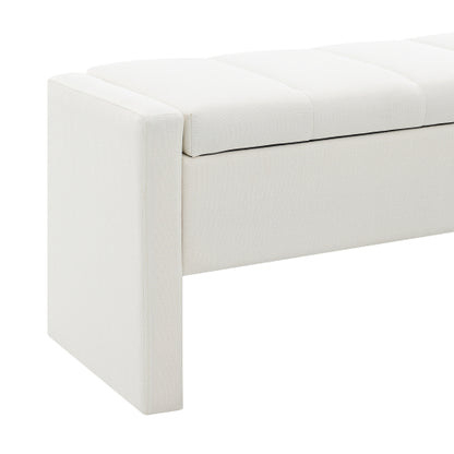 Modern Bed End Bench with Storage,Upholstered Large Foot Rest Stool, Comfy Window Vanity Bench for Living Room,Bedroom,Dorm,Coffee Table,Linen Beige