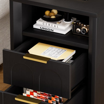 Black 2-Pack Nightstands with Charging Station