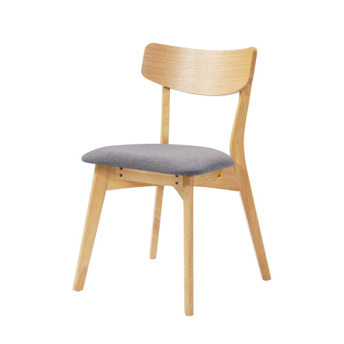 Mid-Century Upholstered Rubberwood Dining Chairs, Set of 2, Dark Gray/Natural